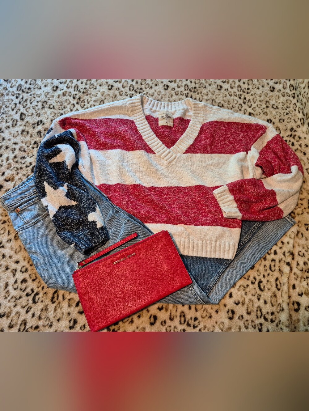 Hollister American Flag Cropped Sweater